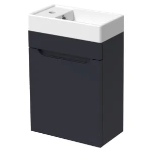 Wickes Malmo Indigo Blue Cloakroom Wall Hung J Pull Vanity Unit & Basin - 580 x 400mm