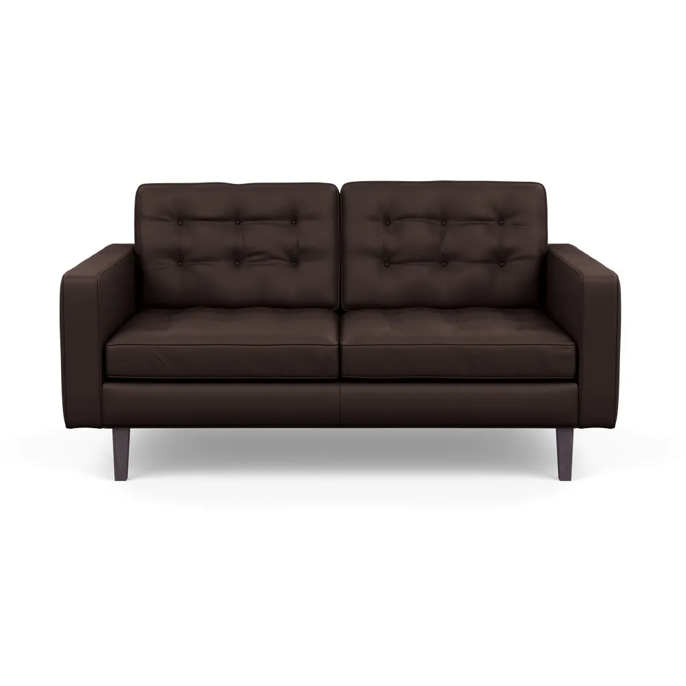 Heal's Hepburn 2 Seater Sofa Leather Grain Chocolate 068 Wenge Feet 1