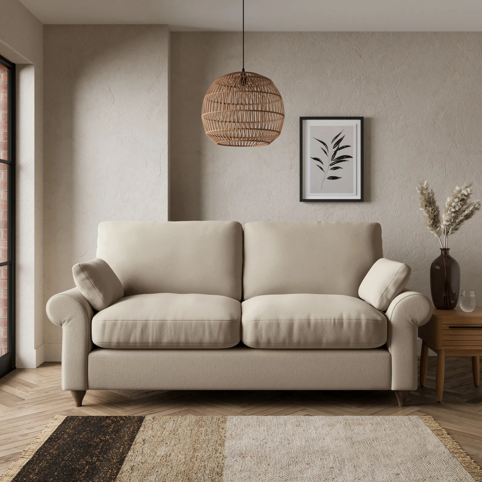 Salisbury Luxury Velvet 2 Seater Sofa Beige