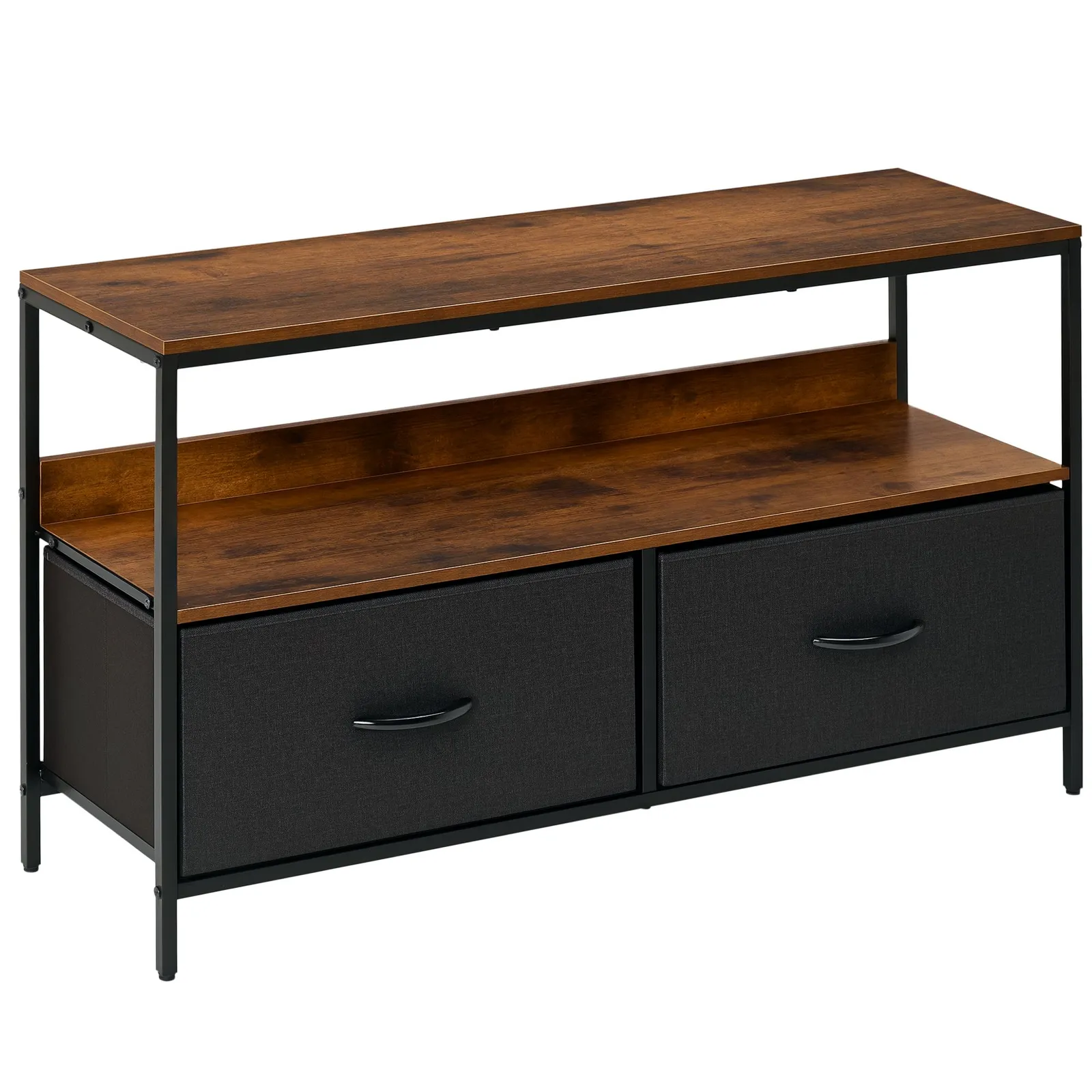 HOMCOM Cabinet, TV Console Unit W/ Foldable Linen Drawers, TV Stand for Living Room in Brown 2
