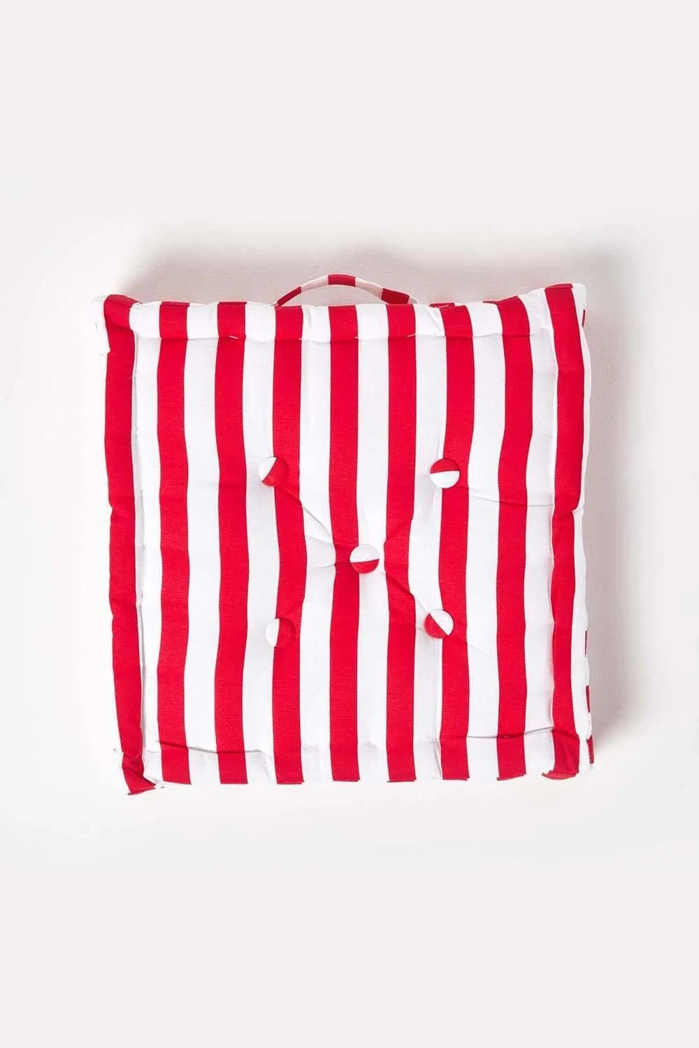 Homescapes Cotton Thick Stripe Floor Cushion in Red 3