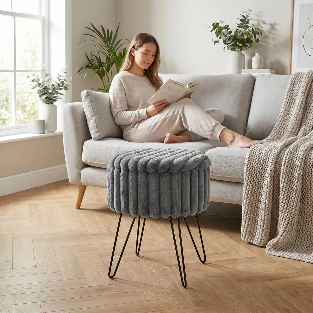 GAVENO CAVAILIA Ribbed Hairpin Storage Stool in Charcoal 4