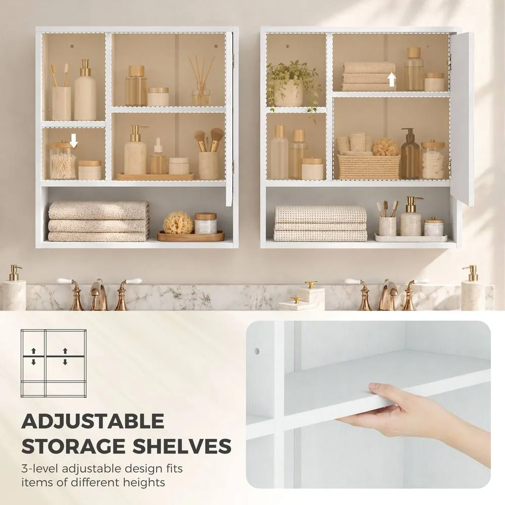 HOMCOM Bathroom Mirror Cabinet, Wall-Mounted, Adjustable Shelves in White 6