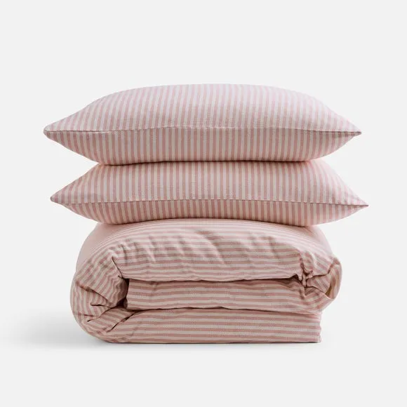 Camille Stripe 100% Brushed Cotton Duvet Cover & Pillowcase Set 5