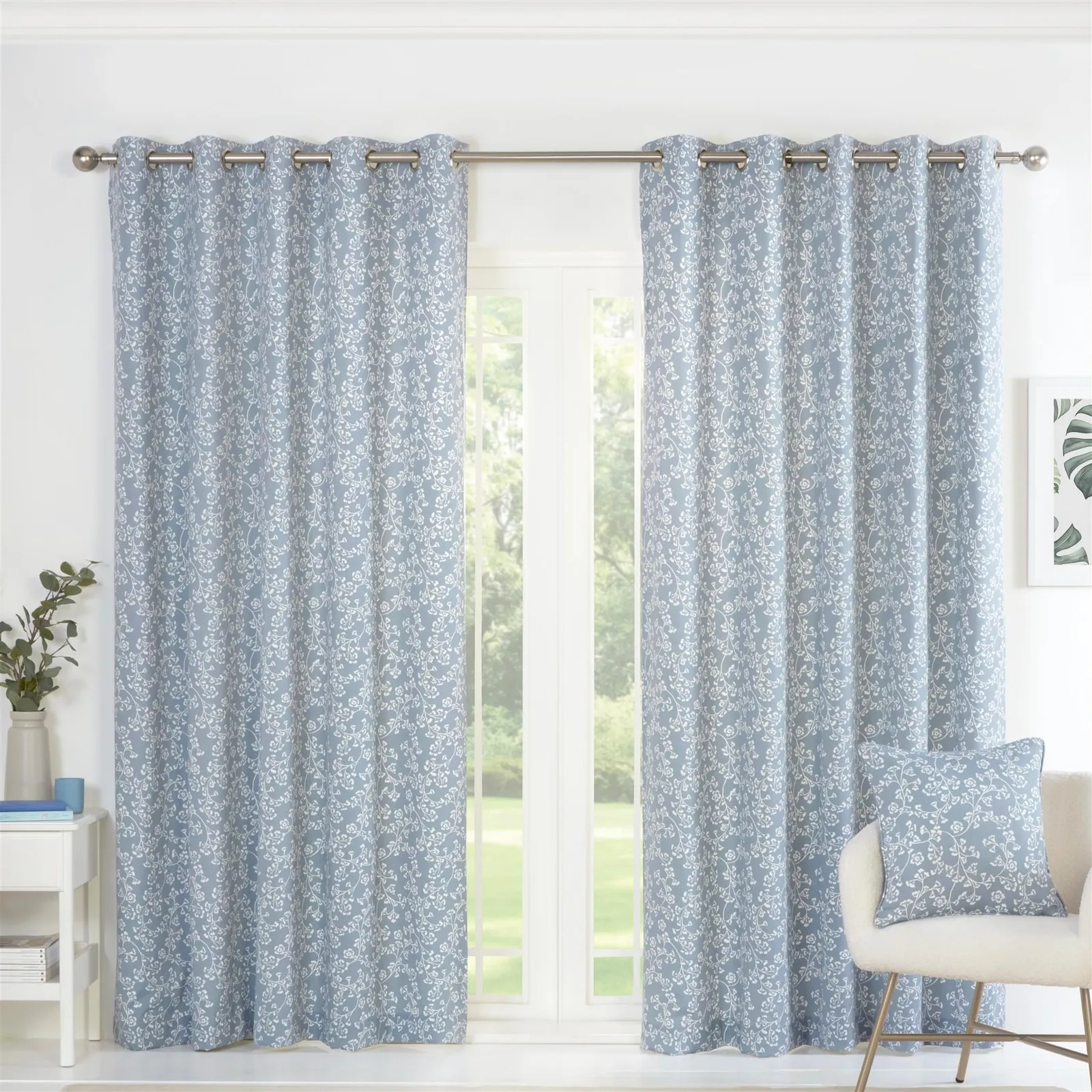 Sundour Sade Eyelet Curtains in Blue 1