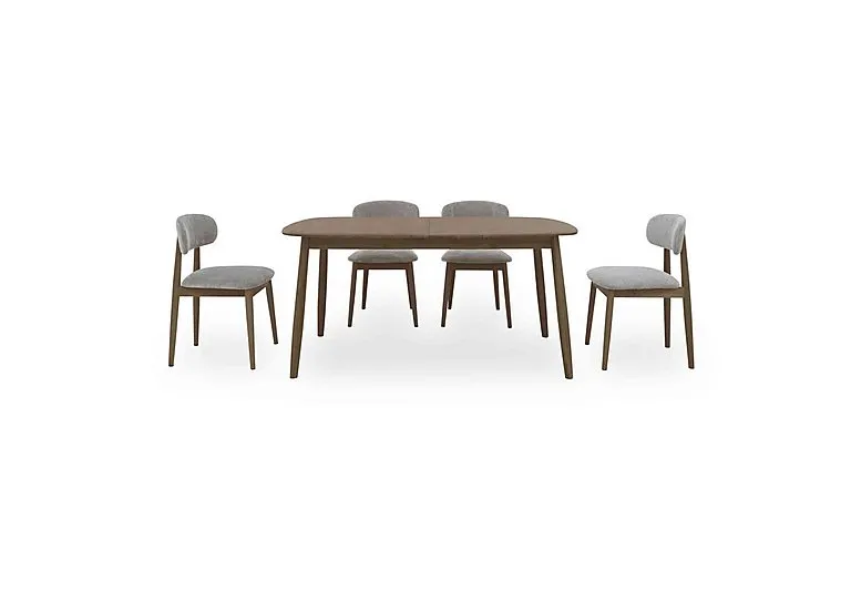 Stockholm Extending Dining Table with 4 Wooden Chairs - Dark Oak
