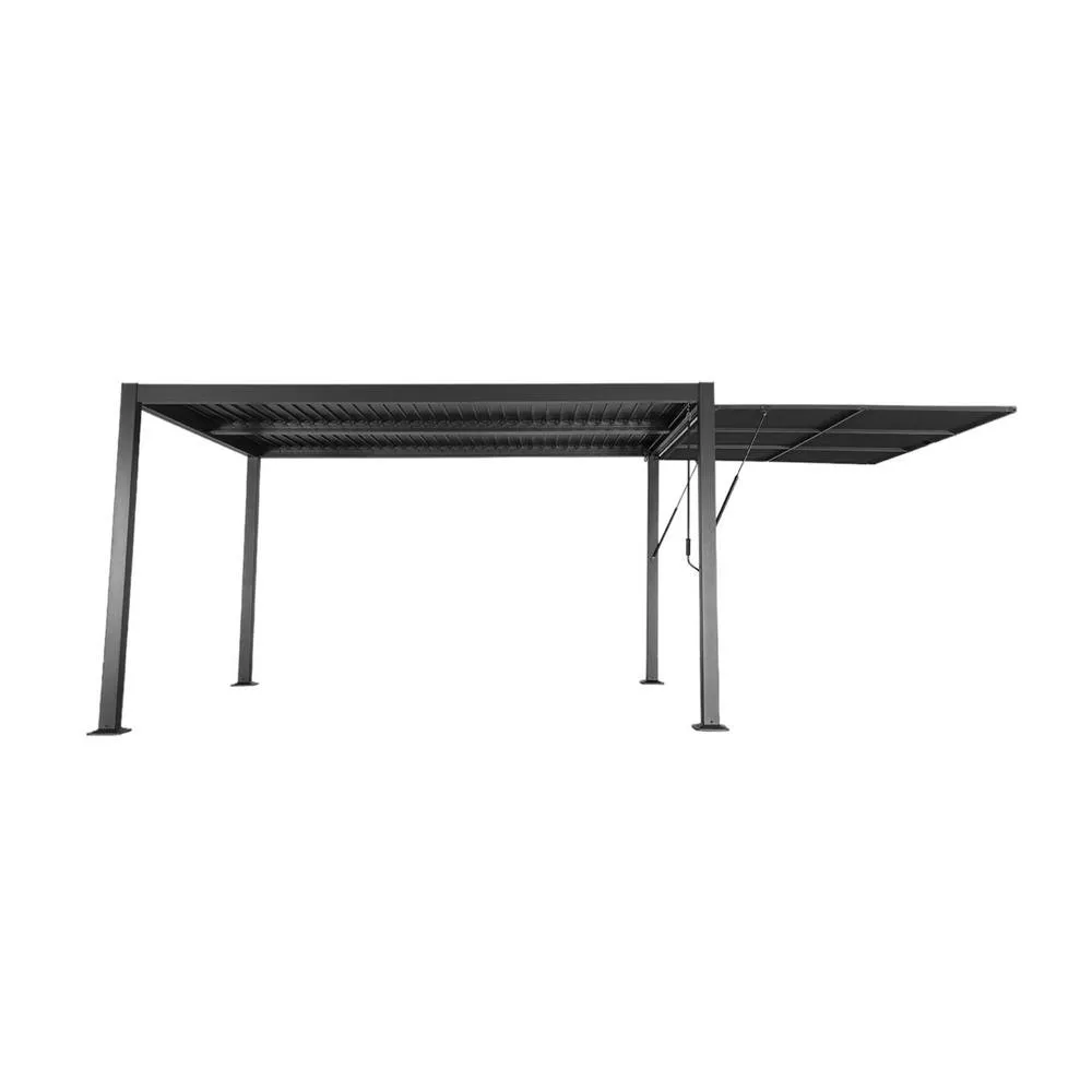 sweeek Louvered pergola 4x3m & 3m awning in Dark Grey 3