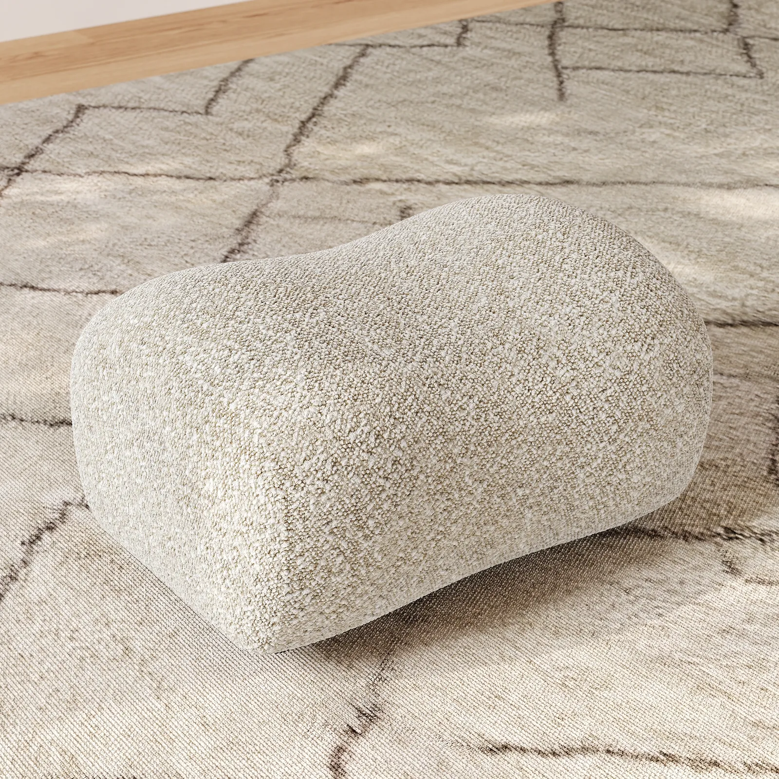 Performance Boucle Curved Ottoman