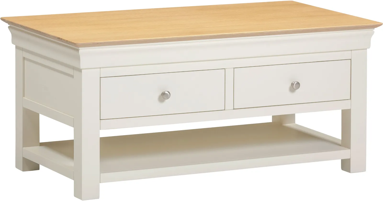 Seconique Bordeaux 2 Drawer Coffee Table (Fully Assembled) in Ivory 2