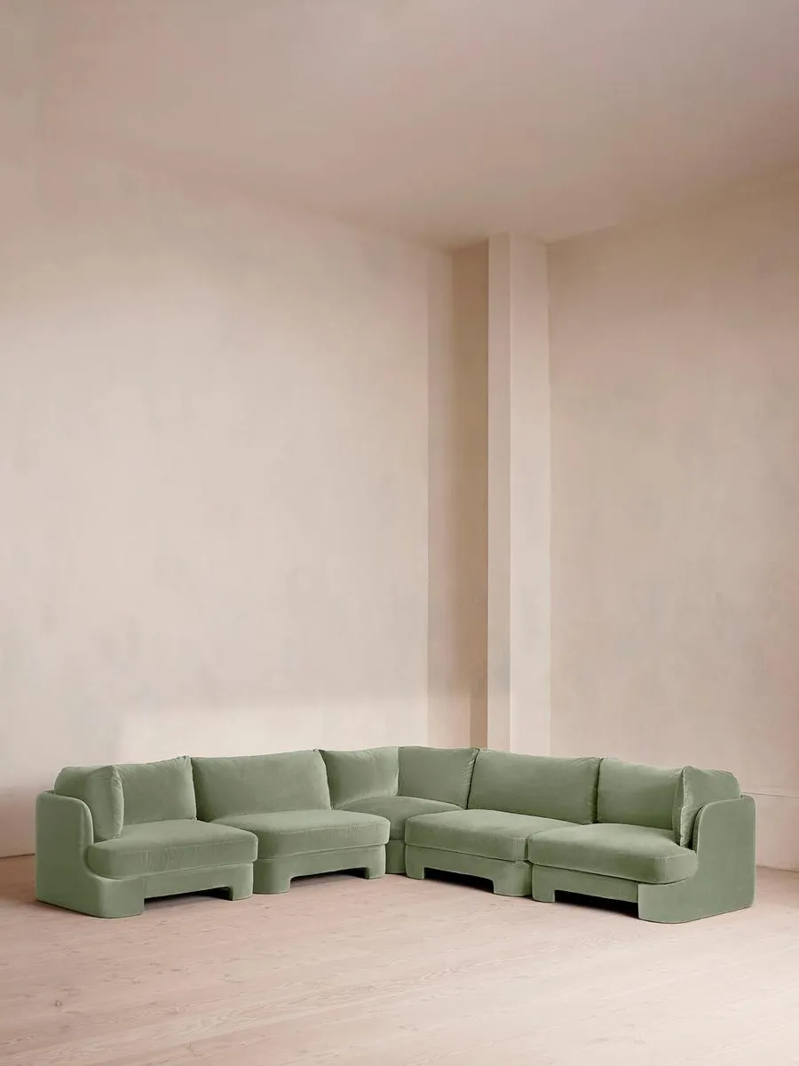 Odell Deeper Sit Modular Sofa, Corner Sofa, Velvet, Seafoam