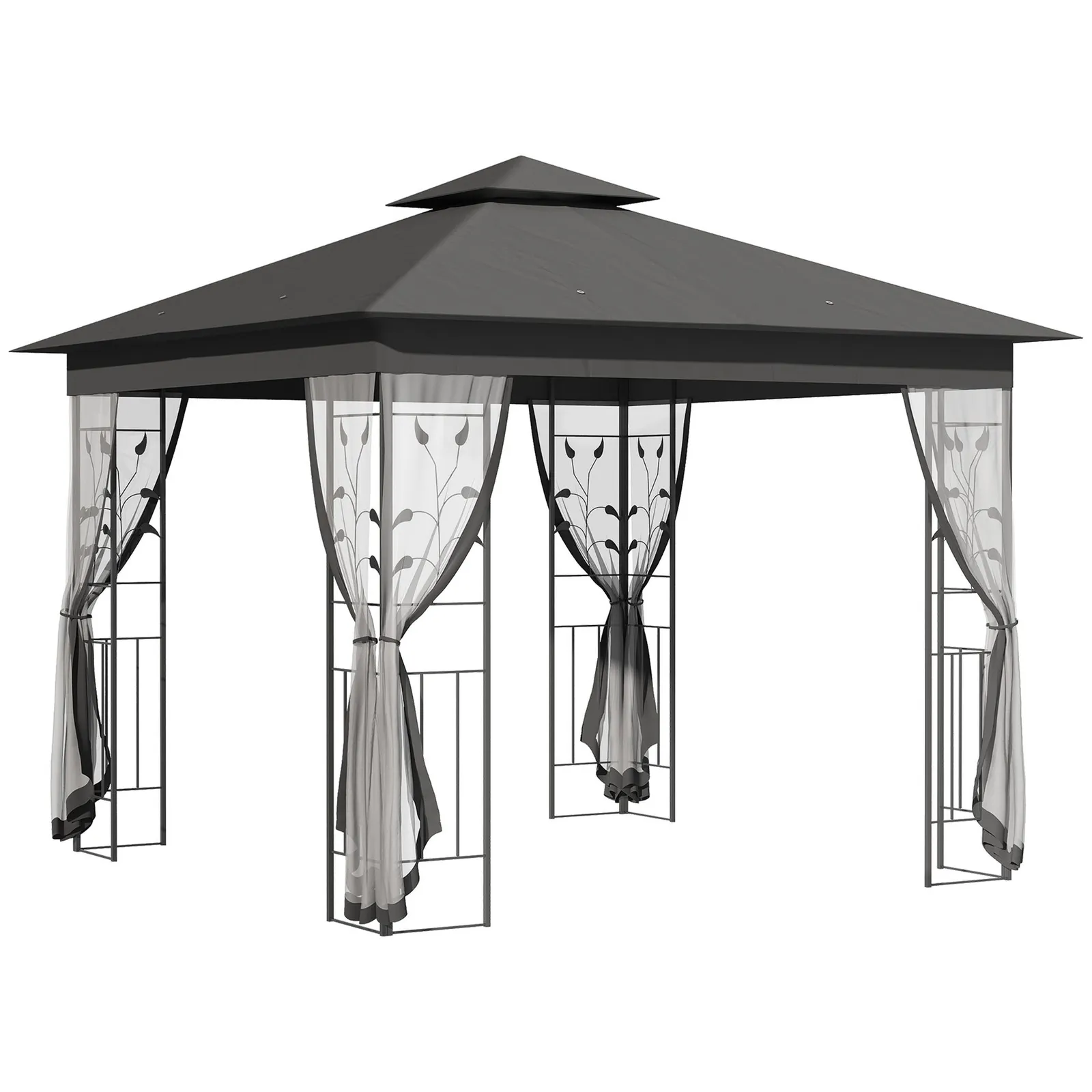OUTSUNNY 3(m) x 3(m) Patio Garden Metal Gazebo Marquee Party Tent in Grey 2