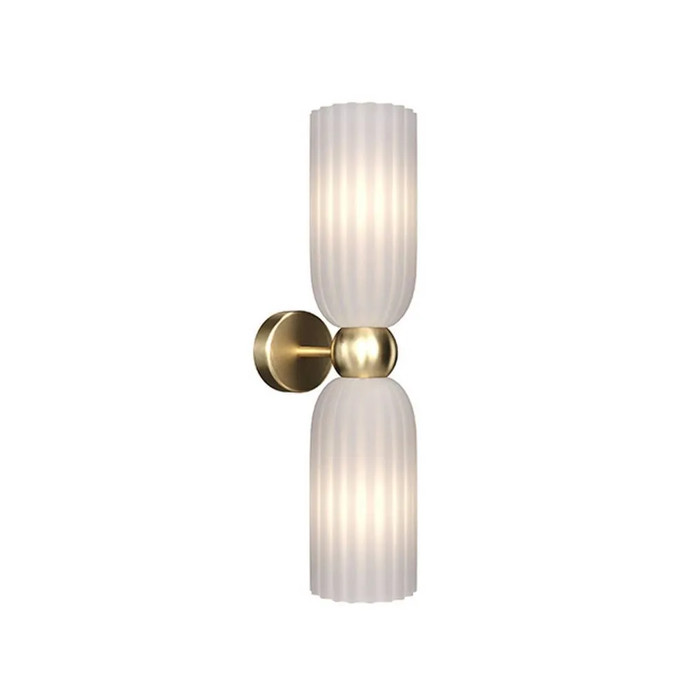 Netlighting Maytoni Antic Modern 2 Light Up & Down Wall Lamp Gold White Shade E14 2