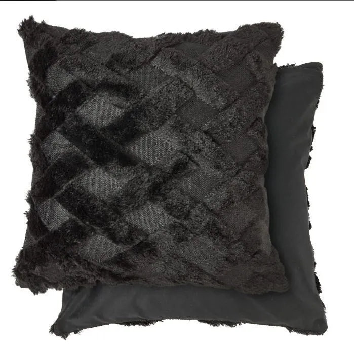 New Edge Blinds Newton Cross Hatch Collection Soft Touch Cushion Cover in Black