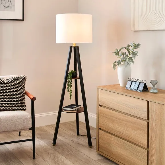 Milford Shelved Tripod Floor Lamp