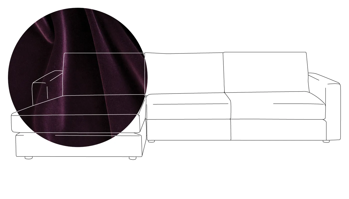 Heal's Nimbus 4 Seater Left Hand Corner Chaise Velvet Grape Black Feet