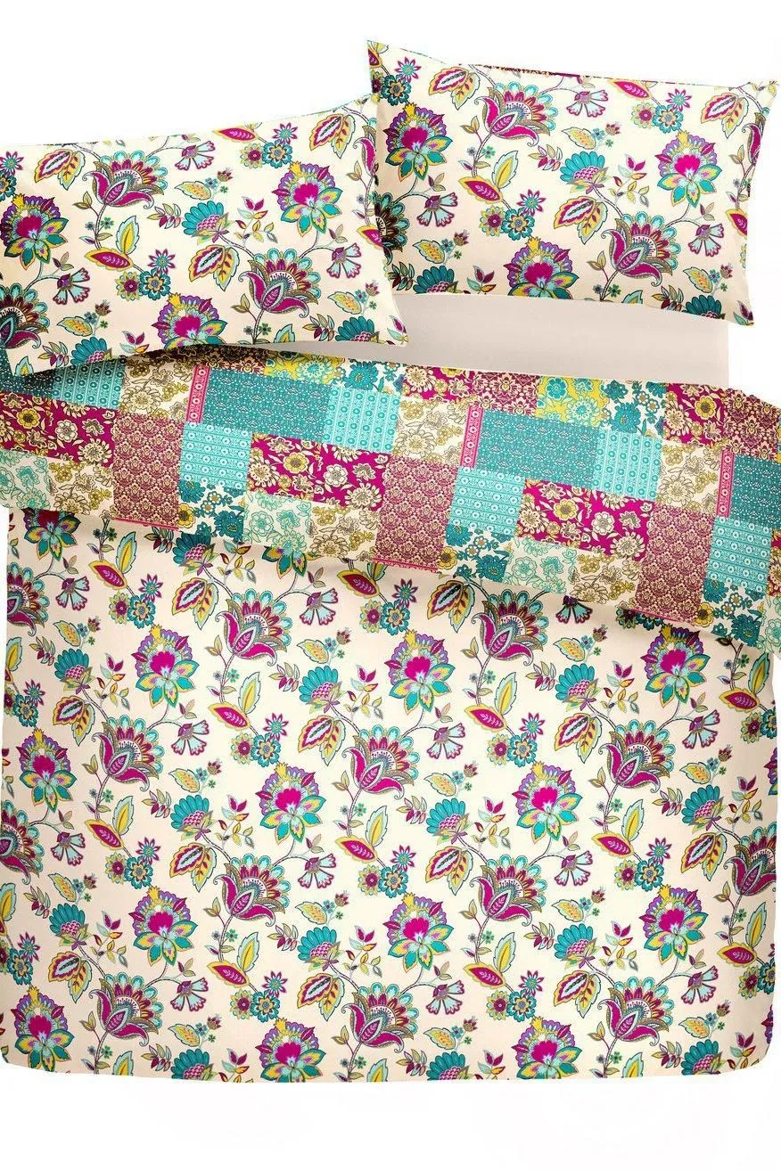 Dreams & Drapes 'Marinelli' Hand Painted Floral Print Duvet Cover Set in Teal 4