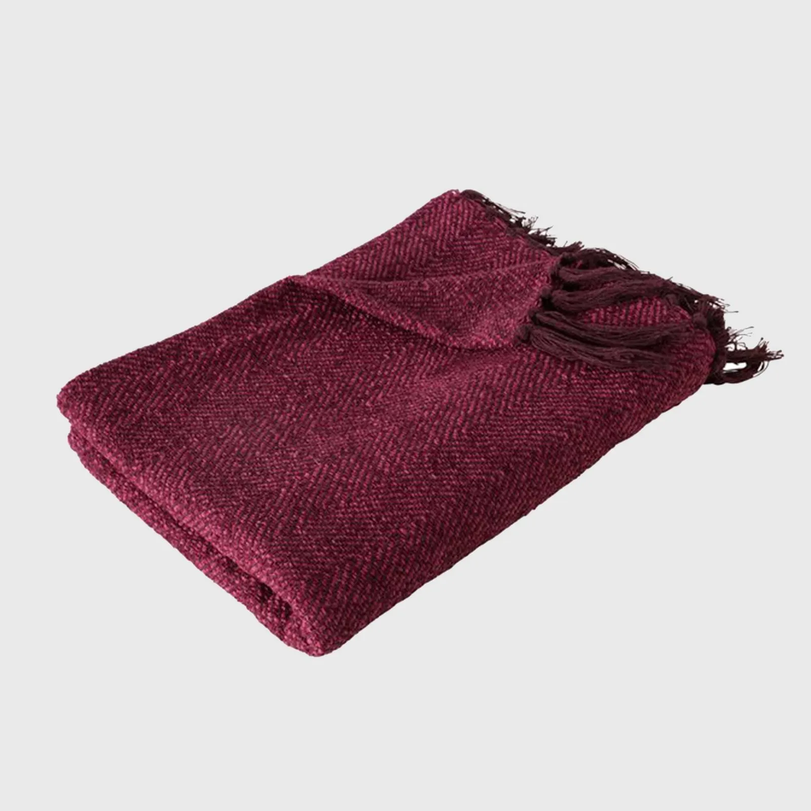 Textured Burgundy Chenille Throw Blanket Viscose | Barker & Stonehouse