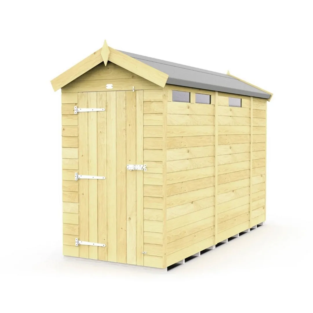 Buttercup Farm 4 x 9 Feet Apex Security Shed - Single Door - L272 x W118 x H217 cm in Brown