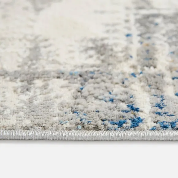 Abstract Blue Grid Rug 4
