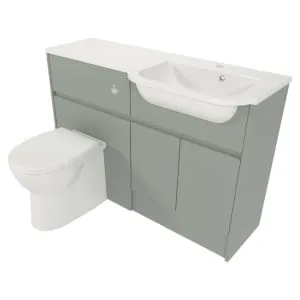 Deccado Clifton Willow Green Fitted Vanity & Toilet Pan Unit Combination with RH Basin - 1200mm 2