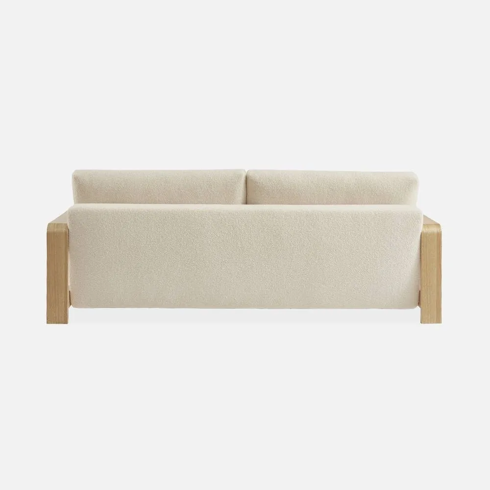 sweeek 3-seater Sofa Bed In White Boucle With Wooden Armrests 4