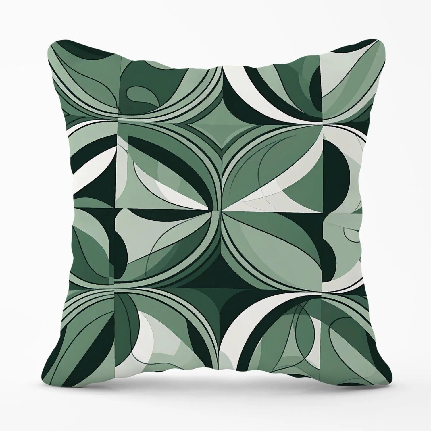 Warren Reed - Designer Geometric Green Black Outdoor Cushion