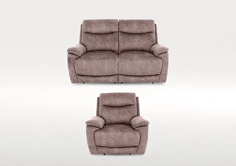Sloane 2 Seater Fabric Power Recliner Sofa and Armchair Set - Marble Charcoal Grey