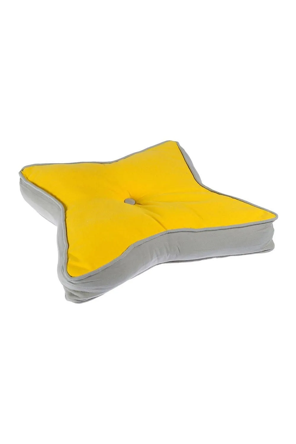 Homescapes Star Floor Cushion Soft Cotton, Comfy & OEKO-TEX® Certified in Yellow 2