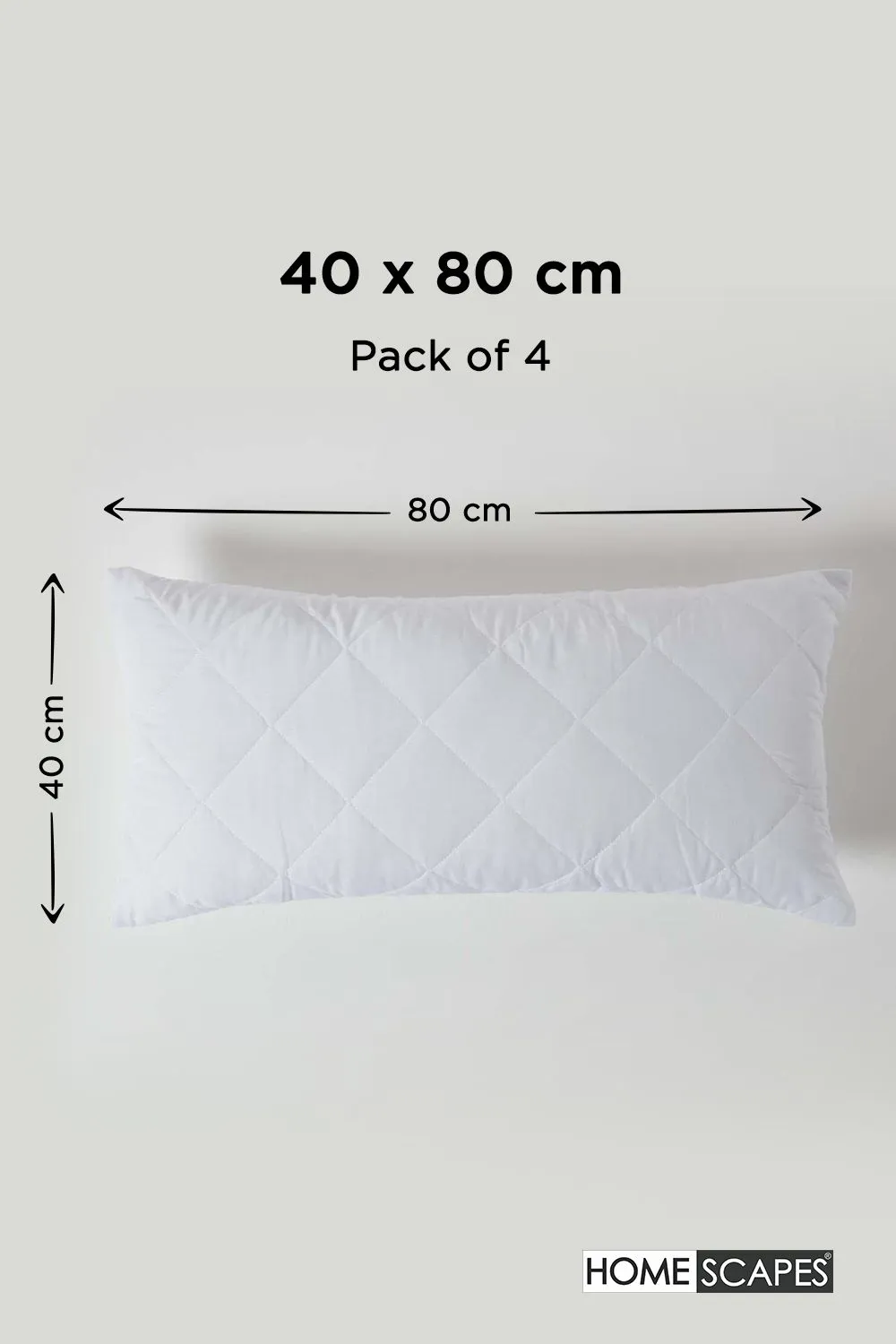 Homescapes Cotton Rich Quilted Pillow Protectors 40 x 80 cm, Pack of 4 in White 2