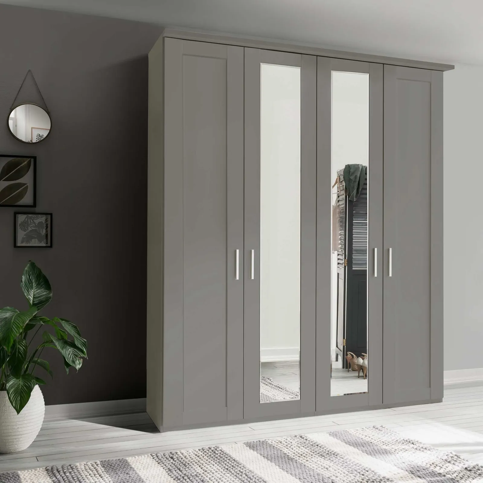 Truro 4 Door Hinged Wardrobe 200Cm X 220Cm, Grey | Barker & Stonehouse 3