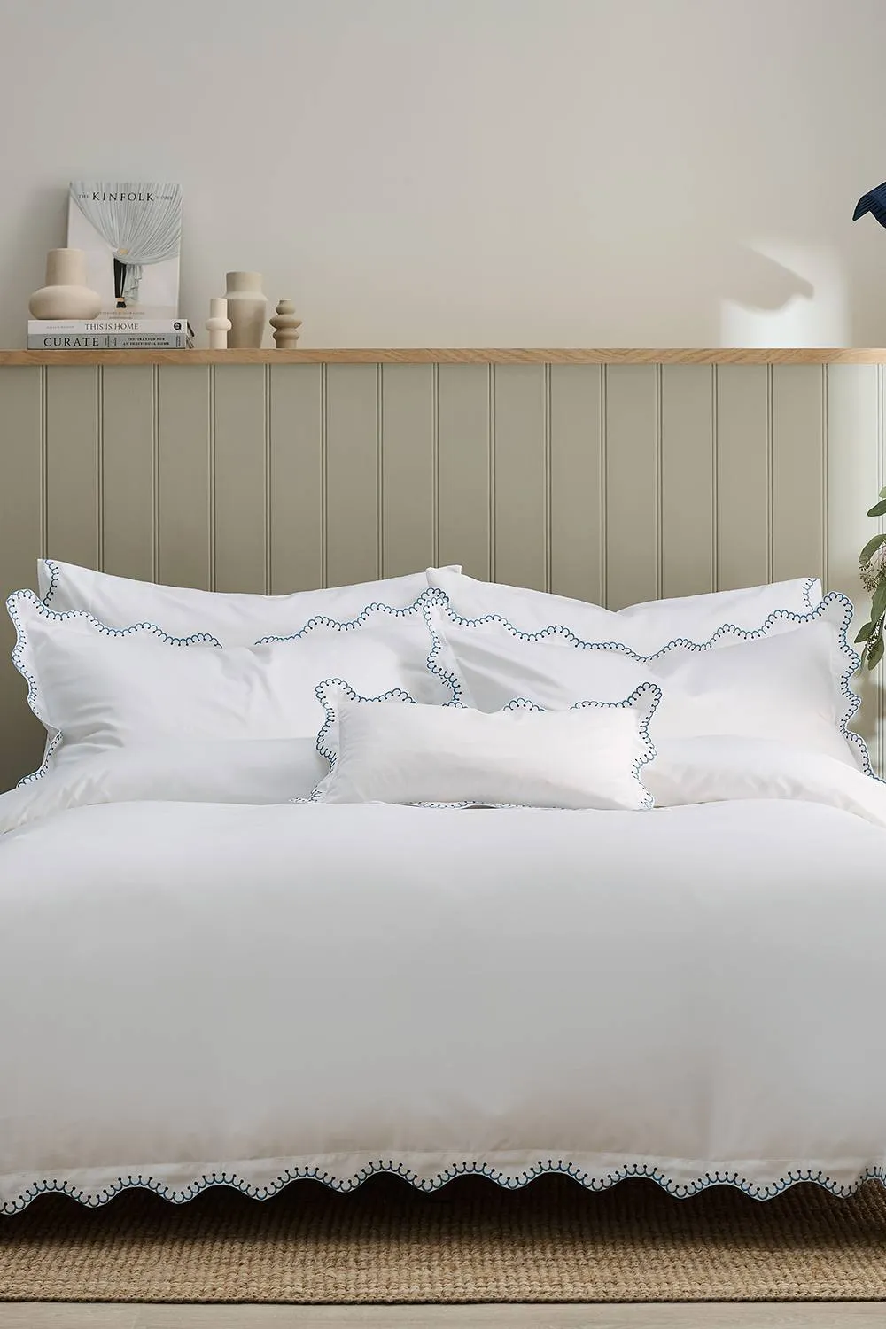 CHRISTY 'Lucerne Scallop' Luxury Cotton Sateen Duvet Cover Set in Blue 2
