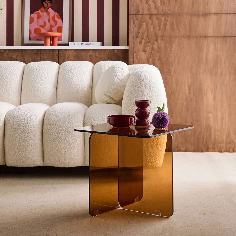 sweeek Square coffee table tempered glass in Amber 3