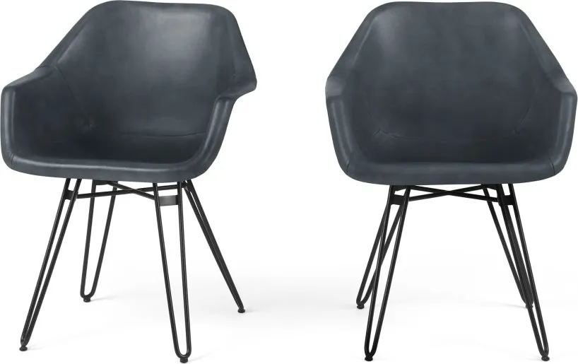 Set of 2 Hektor Tub Dining Chair, Grey Leather and Black