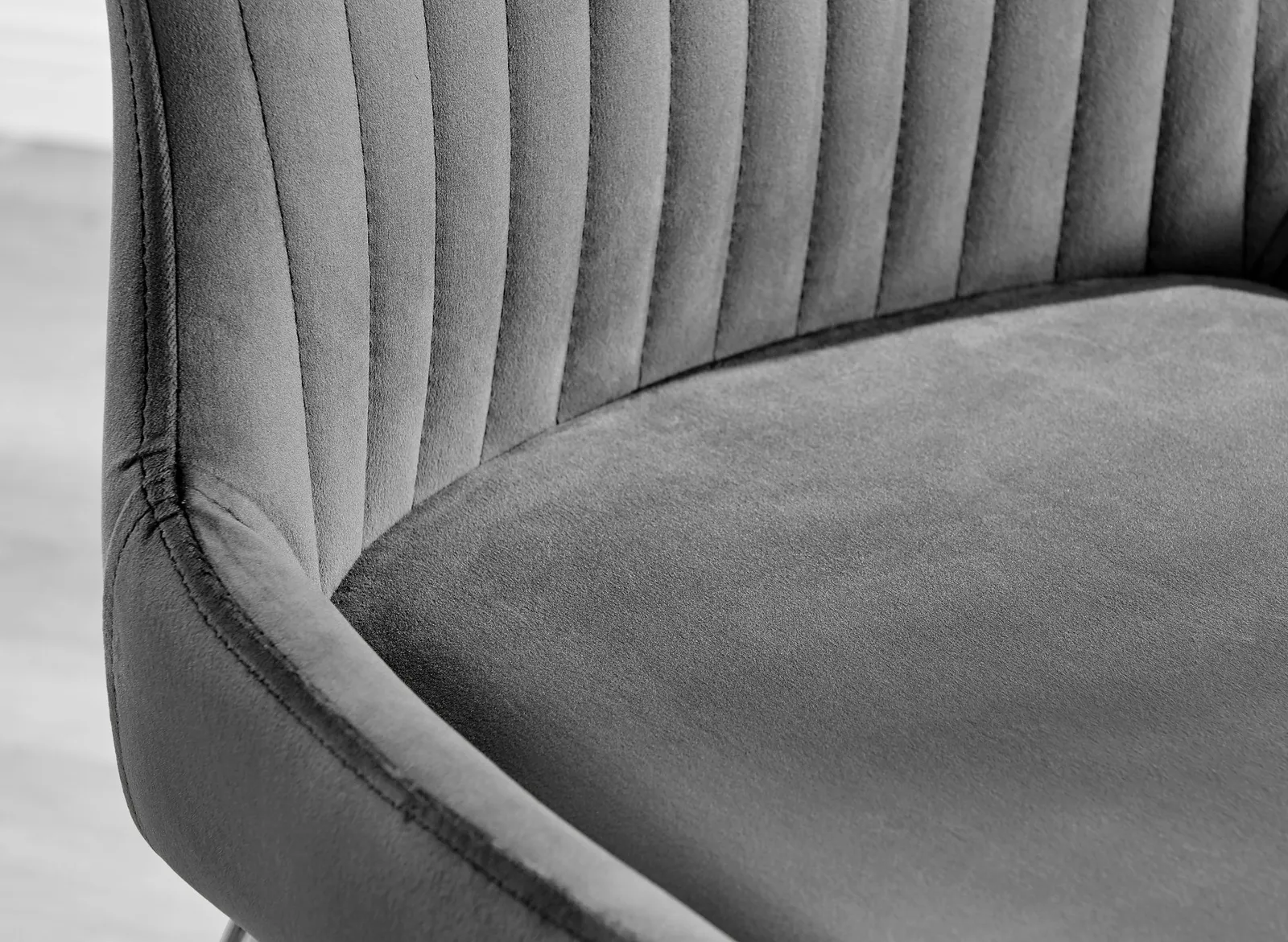 FurnitureboxUK Set of 2 Nora Deep Padded Luxurious Dining Chairs Upholstered In Soft Velvet With Chrome Legs in Dark Grey 3