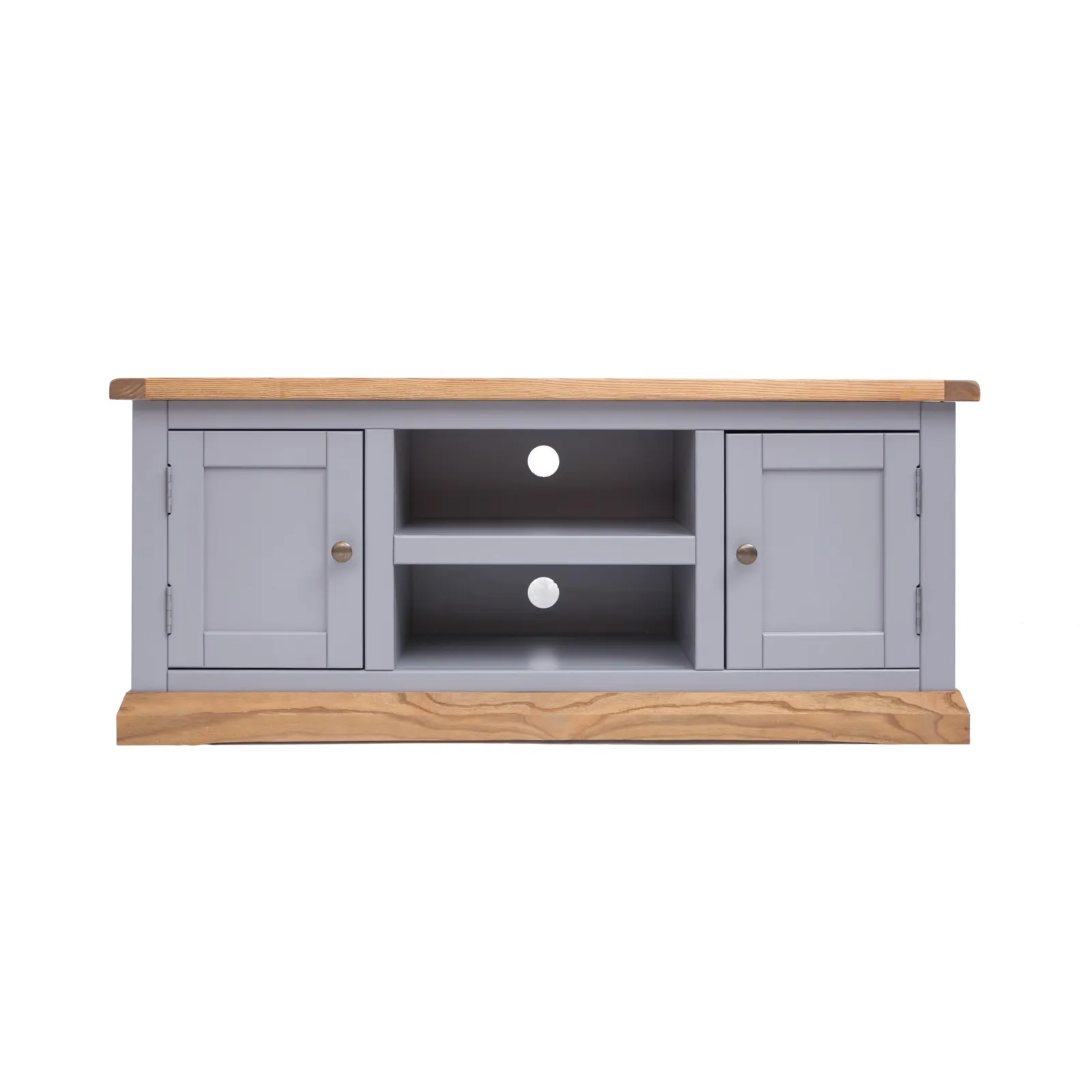 Cabinet Bits Biccari Grey 2 Door TV Cabinet Brass Knob