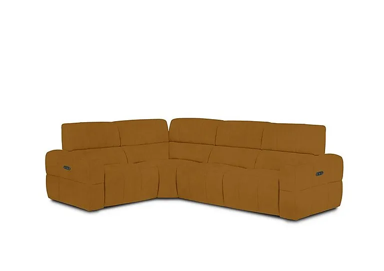 Cube Fabric Power Recliner Left Hand Facing Corner Sofa with Power Headrests - Opulence Saffron