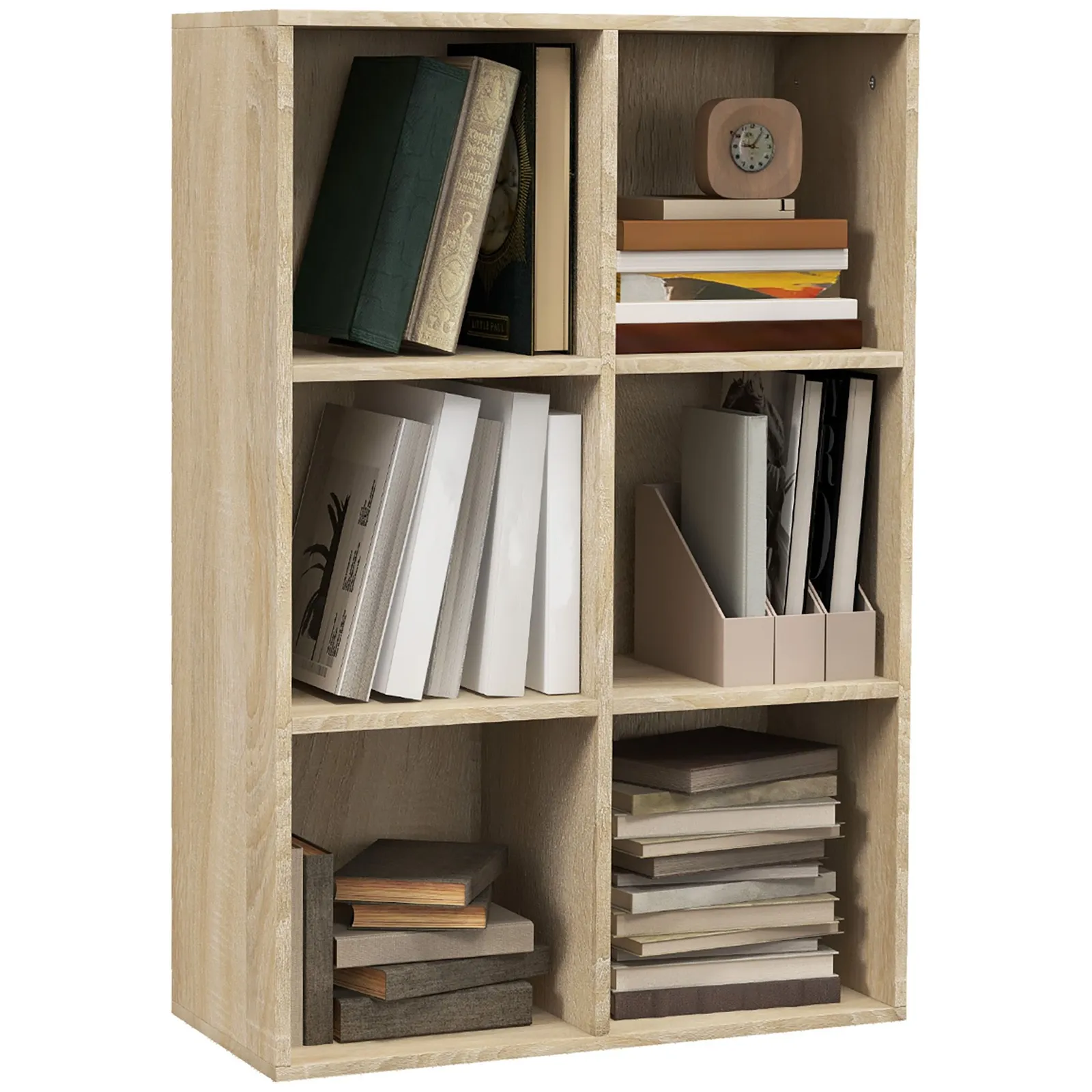 HOMCOM Cubic Cabinet Bookcase Storage Shelves for Home Office in Light Oak 2
