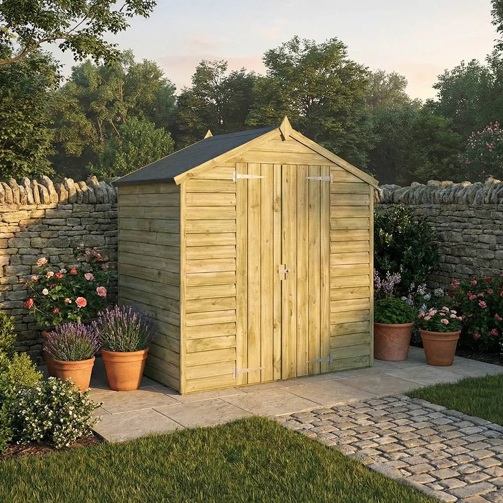 Mercia 4 x 6 Feet Overlap Apex Windowless Shed - L120.9 x W190.4 x H198.6 cm in Brown 5