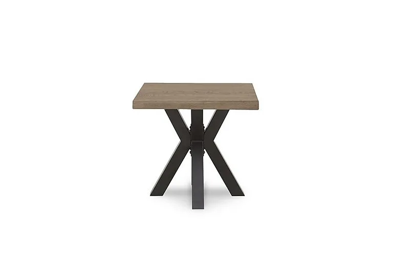 Njord Raw Edge Lamp Table with Metal Star Base - Vintage Grey