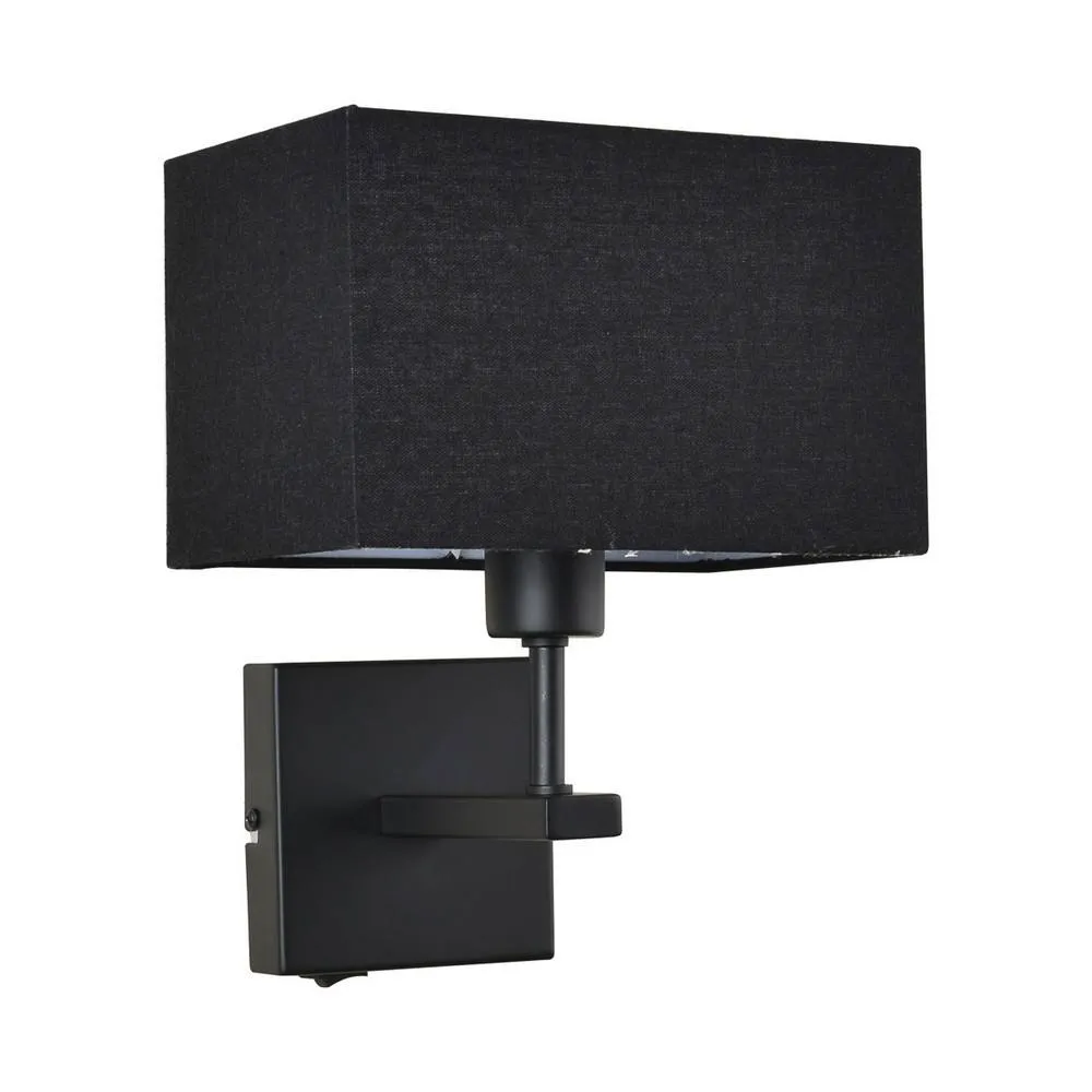 Netlighting Modern Bedside Lamp Black Matt Black Rectangular Shade E27
