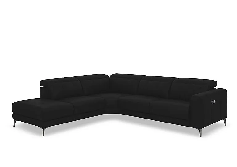 Ezra Leather Power Recliner Chaise End Left Hand Facing Corner Sofa with Power Headrests - Sofas and Armchairs - In Time for Christmas