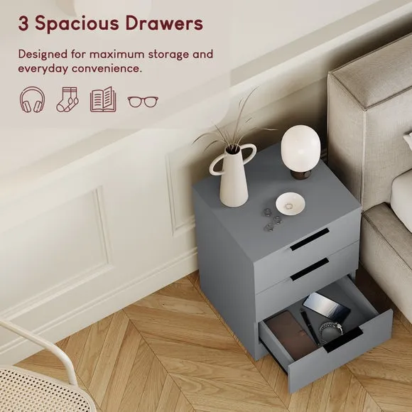 Return - Hayes Set of 2 3 Drawer Bedside Tables 4