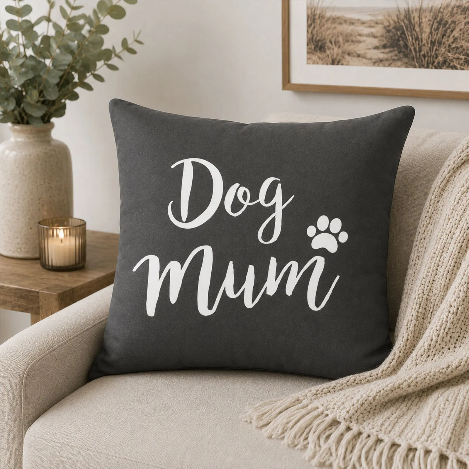 60 SECOND MAKEOVER Dog Mum Cushion Cover 16" x 16" in Grey