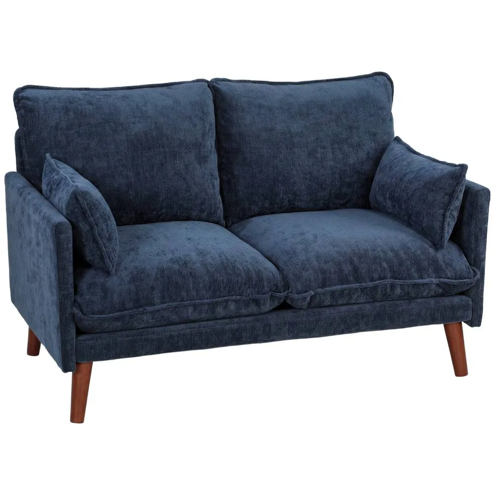 HOMCOM 2 Seater Sofa, Modern Loveseat with Spring Cushions, Wide Seat, Blue 2