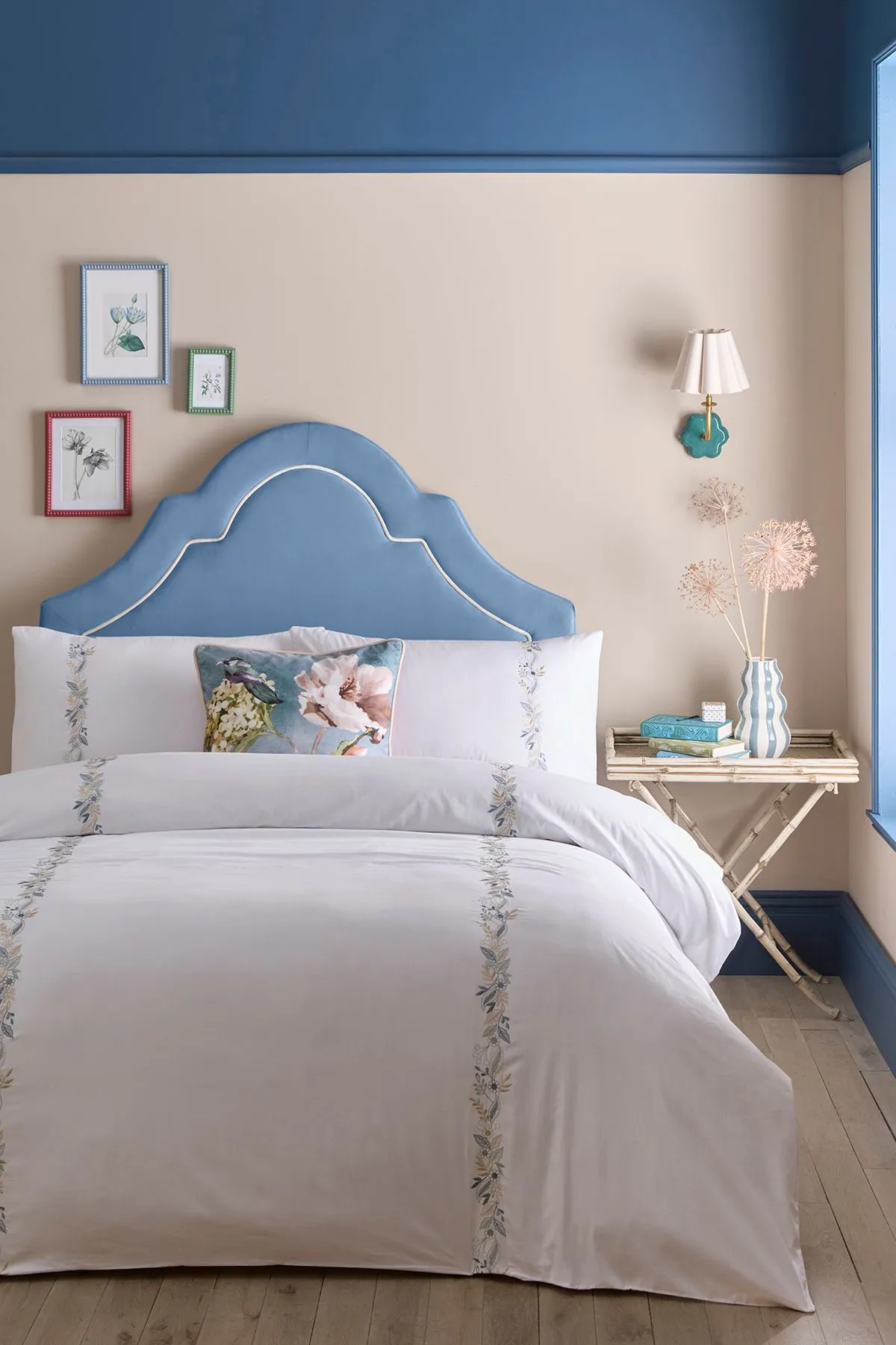 Appletree 'Julianna Embroidery' 100% Cotton Embroidered Floral Duvet Cover Set in White 5
