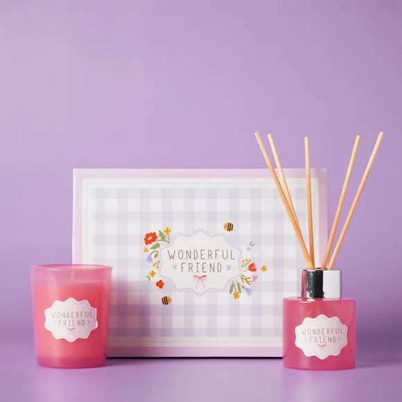 Love Life Friend Lychee & Raspberry Mini Candle & Diffuser Set