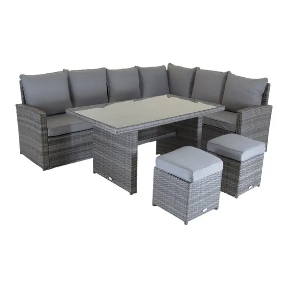 Rattan 6 Seater Grey Dining Set 5