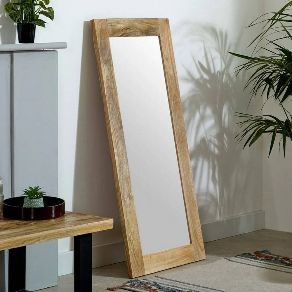Indian Hub Surrey Framed Mirror Extra Long - Solid Mango Wood in Brown