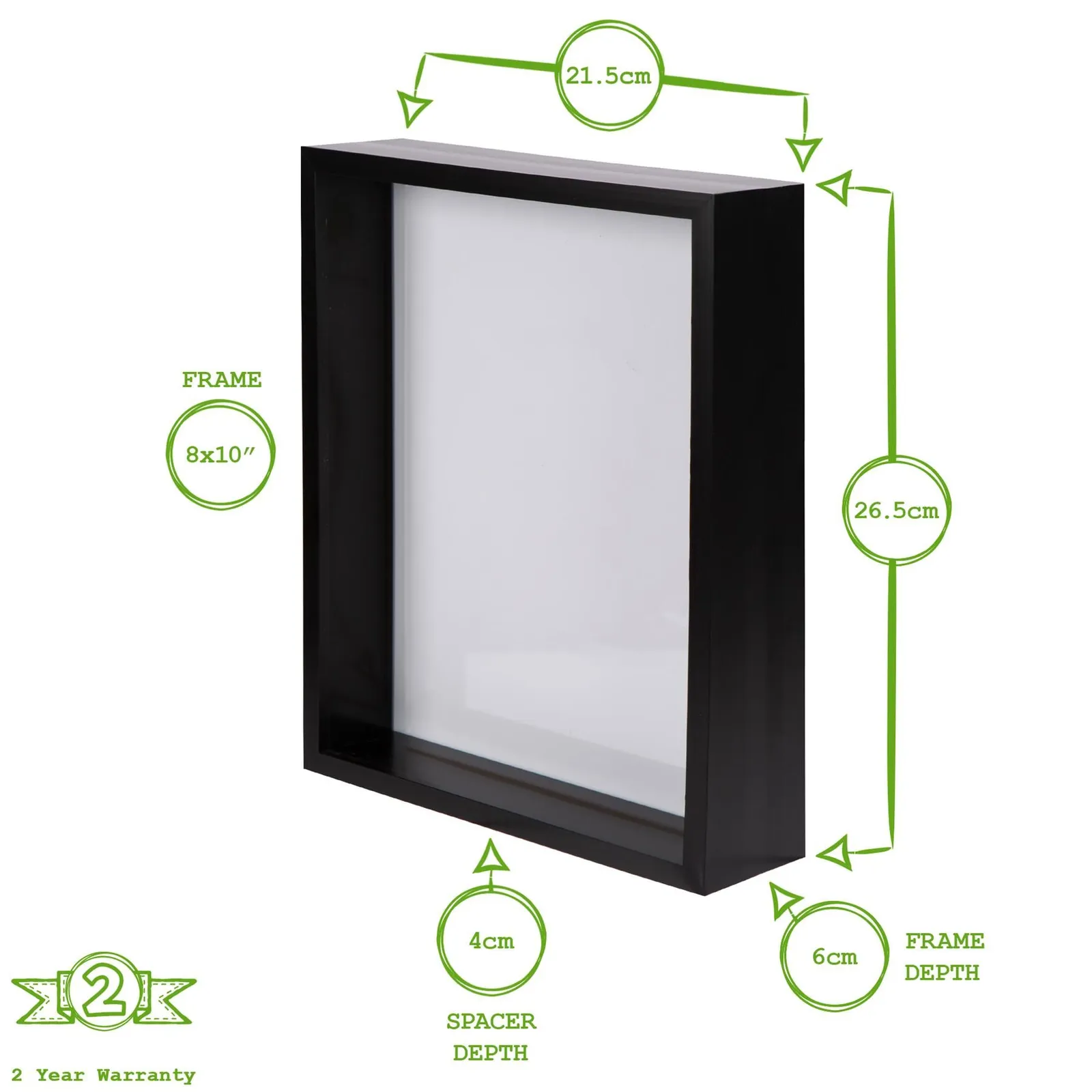 Nicola Spring 3D Deep Box Photo Frames - 8 x 10" - Pack of 2 in White 4