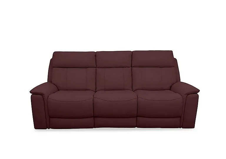 Chill Leather 3 Seater Power Recliner Sofa with Bluetooth and Drop Down Console - BV Deep Red